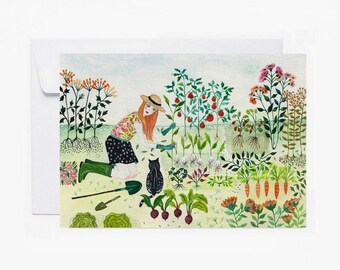 Card, Garden, vintage, Stationery, Carte postale, papeterie, papergoods, art work, illustration, painting, livraison gratuite france