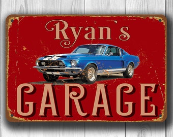 PERSONALIZED GARAGE SIGN, Customizable Garage Signs, Vintage style Garage Sign, Garage Decor, Mustang Garage, Gift for Car Lovers, Mustang