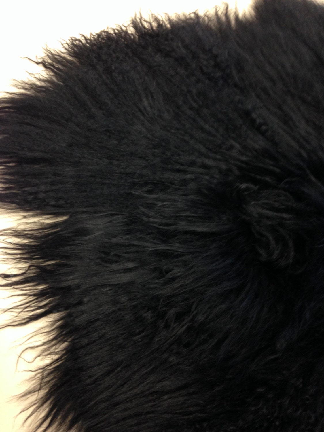 Black lama fur black natural lama fur black genuine by leatherAA