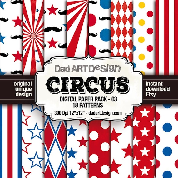 Circus Patterns digital paper pack 03 - wall paper - background - scrapbook supplies - clipart - instant download
