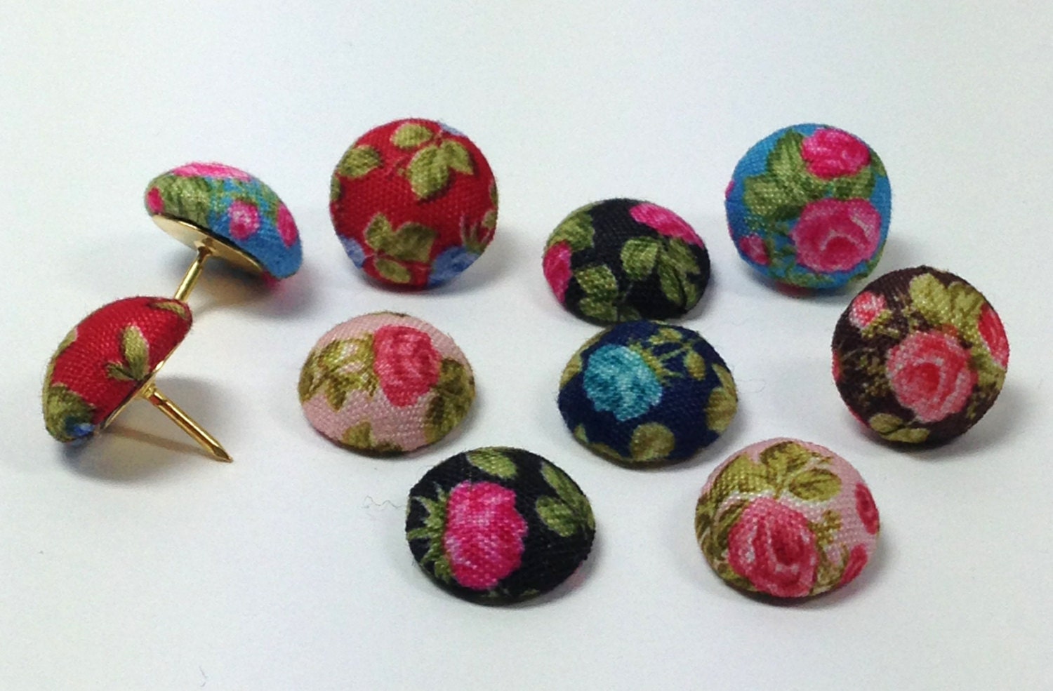 Decorative Push Pins Fabric Drawing Pins Vintage Rose