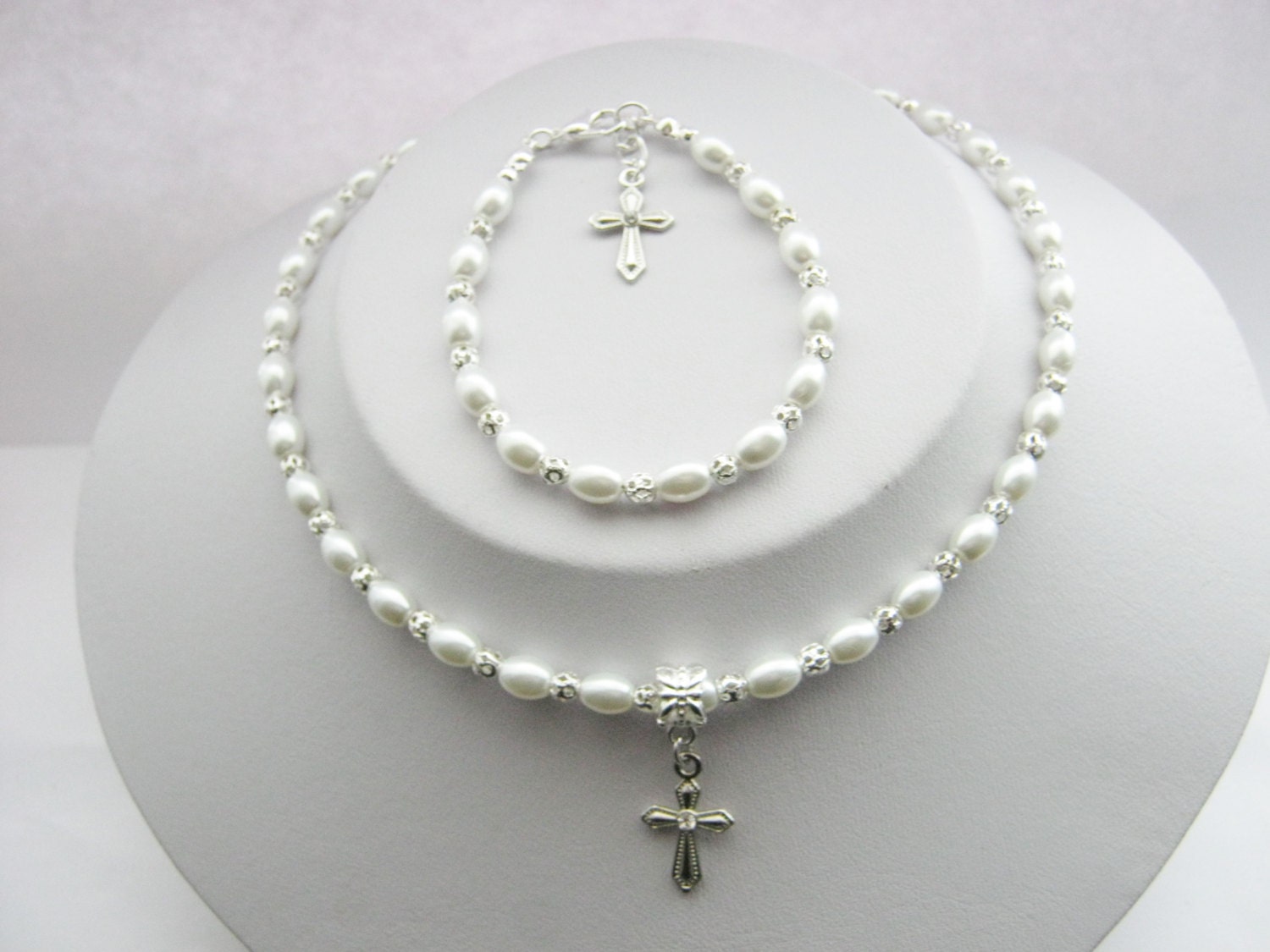First Holy Communion Necklace Bracelet Set First Communion