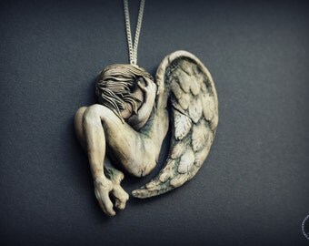 Angel polymer clay necklace