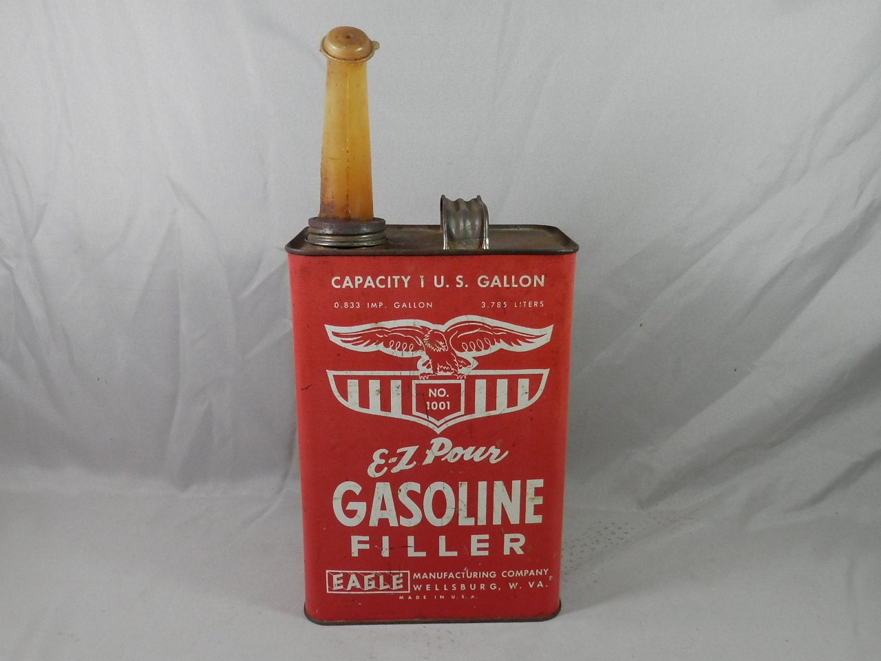 Vintage Eagle 1 Gallon Metal Gas Can EZ Pour by CaymanHillDesigns