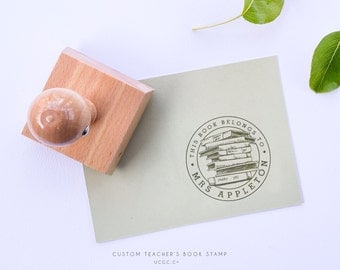 This Book Belongs To TEACHER'S STAMP - Custom Name Stamp, Typography Rubber Stamp, TEACHER'S Books