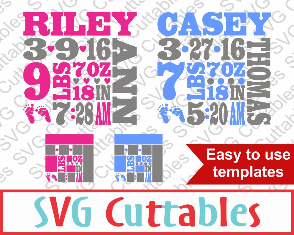 Baby Birth Announcement SVG DXF EPS Vector Digital Cut