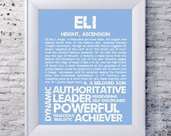 ELI Personalized Name Print / Typography Print / Detailed Name Definitions / Numerology-calculated Destiny Traits / Educational