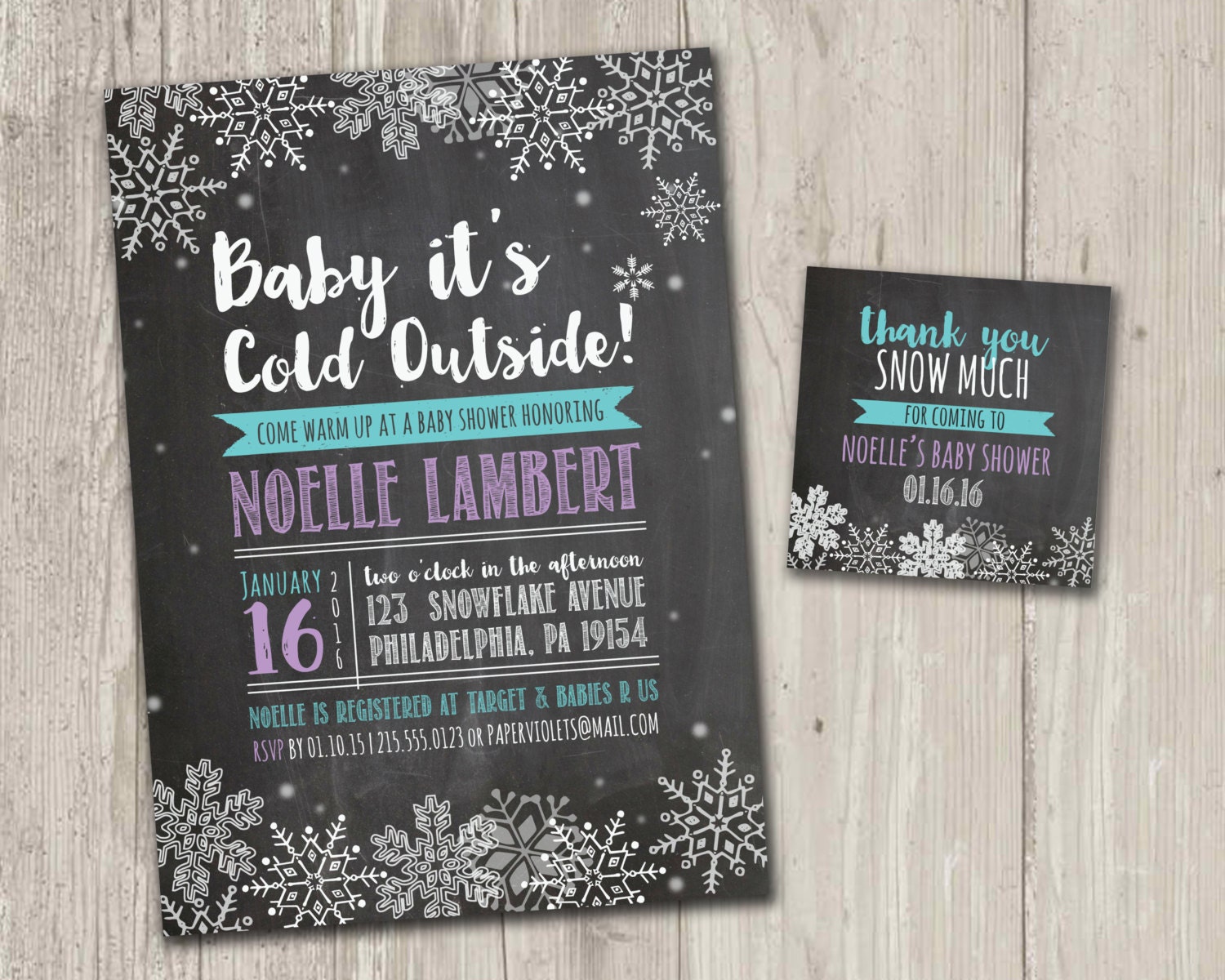 Baby its cold outside Baby Shower Invitation Snowflake