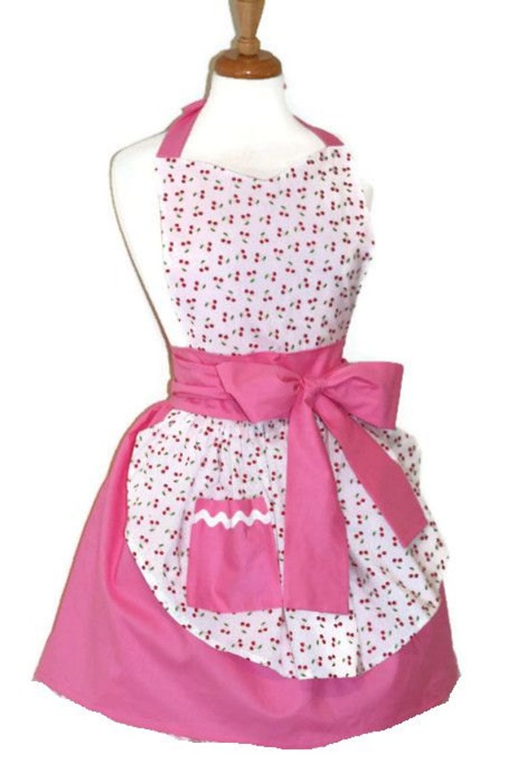 Pink Pin Up Retro Cherry Apron Pinup 50s Rockabilly Apron 4897