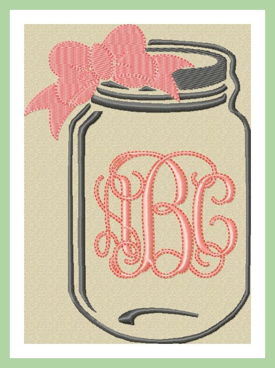 Machine Embroidery Design Mason Jar Monogram by BlingSassSparkle