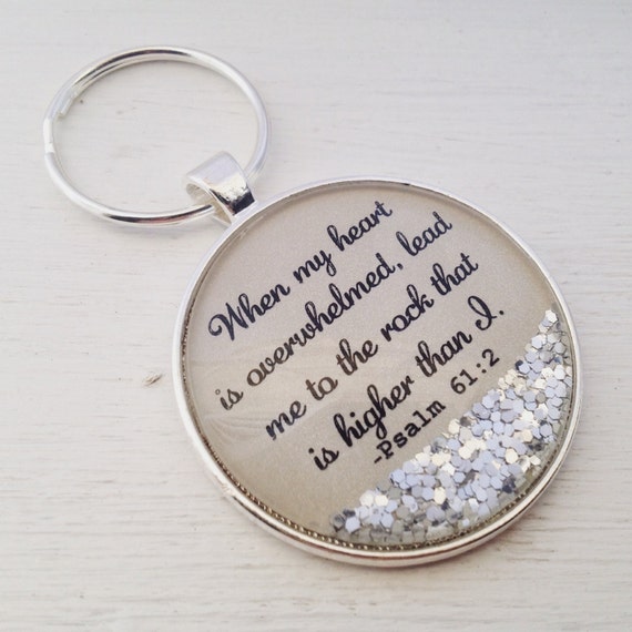 Psalm 61:2 sparkle keychain bible verse keychain scripture