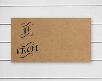 To and From Gift Tag Stickers, Christmas Gift Stickers, Kraft Stickers, Gift Wrapping Stickers (#303-KR)