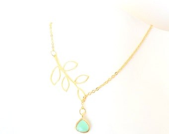 Coccoloba Leaves Necklace, Black/Turquoise main image 1