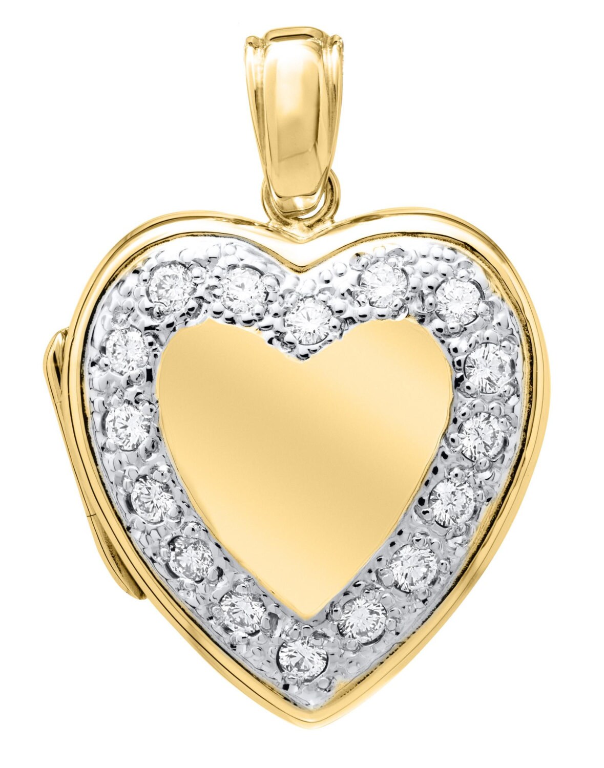 14K Solid Yellow Gold 0.32CTW Diamond 20mm Heart Locket