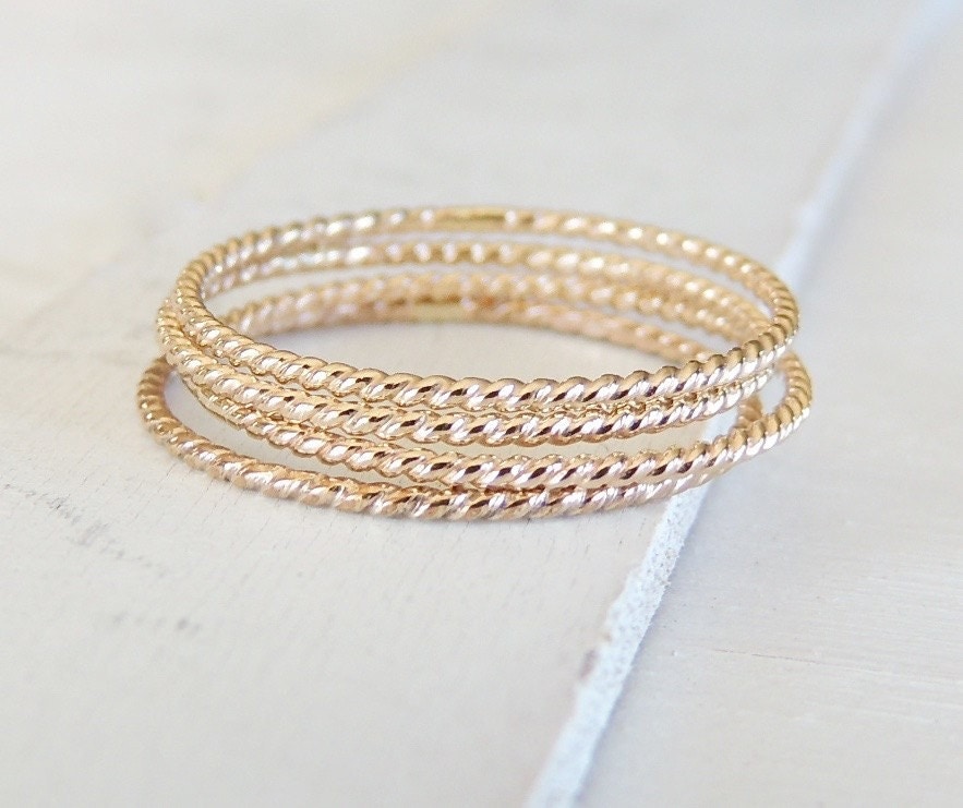 Gold Rope Ring 14k Gold Ring Nautical Ring Twist Ring by Luxuring
