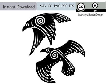 Two Ravens. Two raven spirits in a circular design