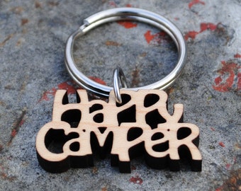 Wooden Happy Camper Keychain Gifts under 25 Glamping