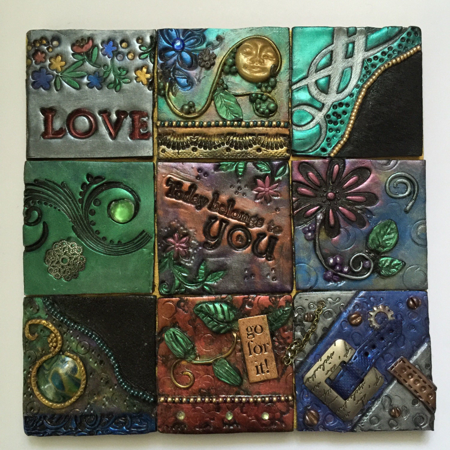 Polymer clay art tiles polymer clay tiles mica powder gold