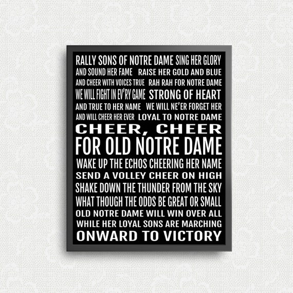 College Fight Songs Notre Dame Victory March 11x14 Wall