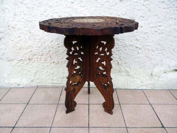 Carved Indian Table Carved Wood Occasional Table Folding