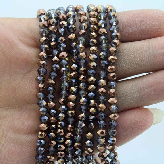 150 Pieces4mm Sparkle Gray Crystal BeadsBronze Faceted