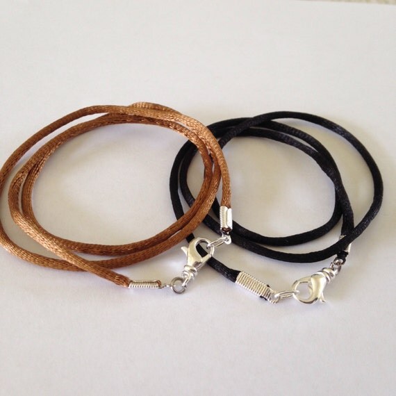 Satin Necklace Cord Silver or Gold Clasp Cord by KilnKarma