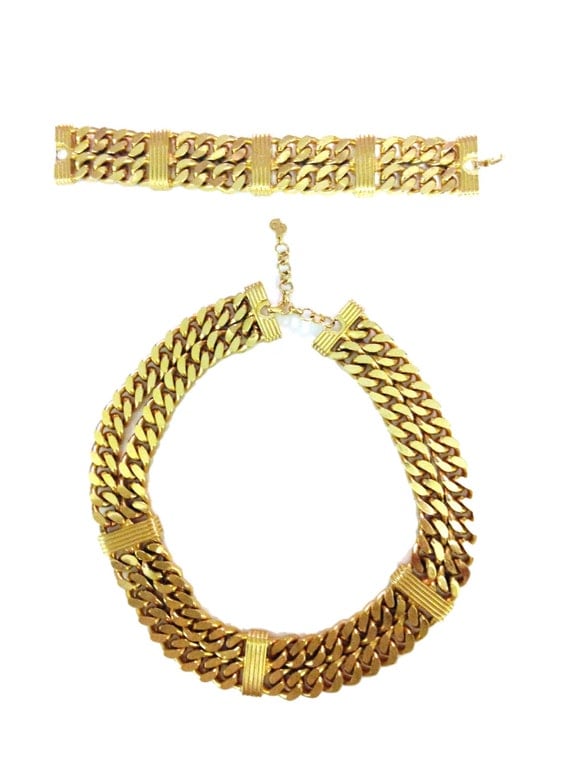Christian Dior Gold Link Chain and Bracelet. Comes from a Park