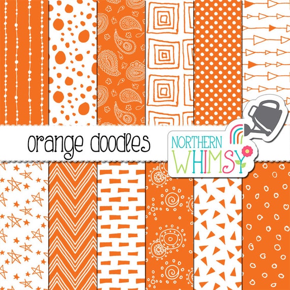 Items Similar To Orange Scrapbook Paper – Hand Drawn Seamless Doodle 