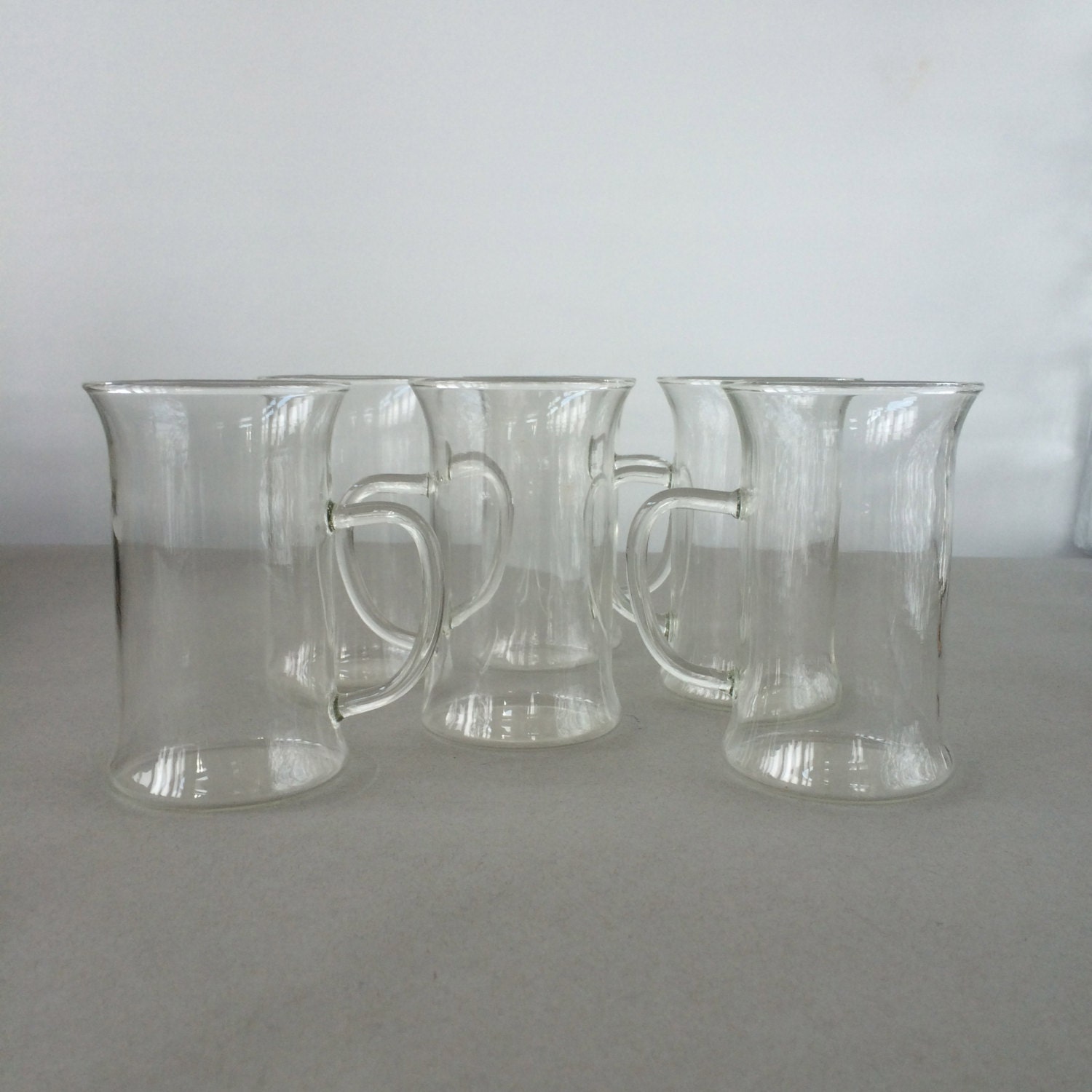 Vintage Borosilicate Glass Mugs Cups set of 6 possibly