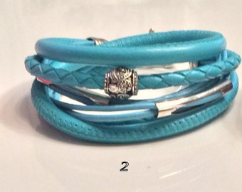 Leather wrap bracelet,genuine leather,soft leather,leather jewelry,high quality leather,German leather,turquoise,lilac,cyclamen