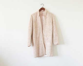 1980s light peach coat / vintage outwear / avant garde coat