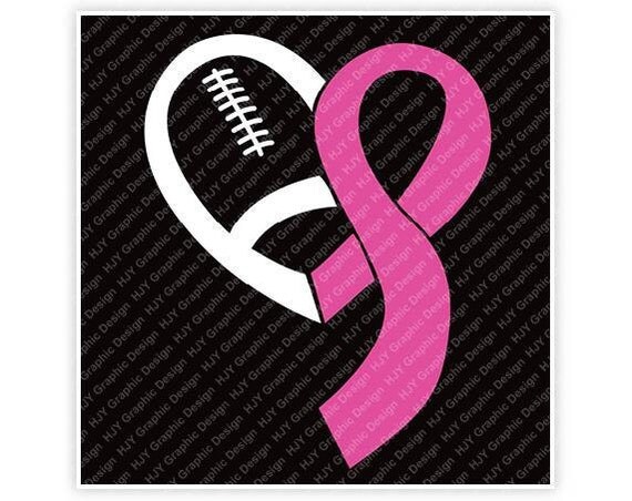 Football Pink Ribbon Heart Cancer Breast Cancer