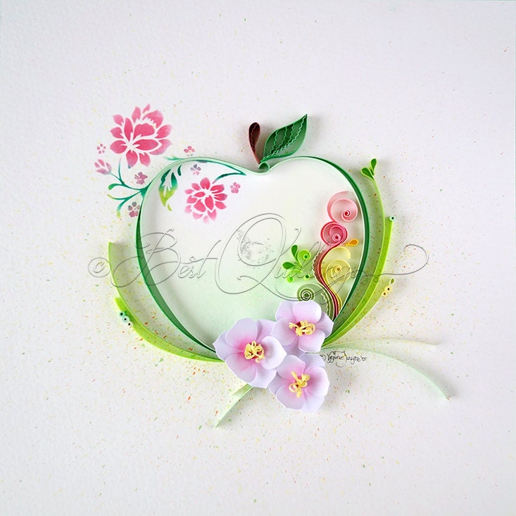 Original Unique Quilling and Mixed Media Art Green