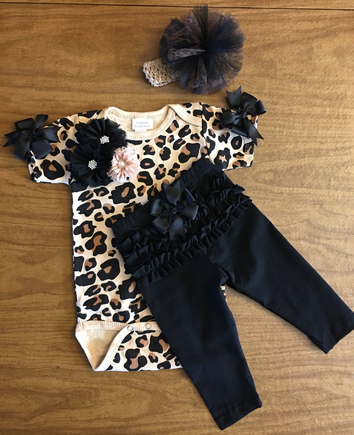 Baby Girl Leopard Outfit Newborn Girl Take by KeepsakeKonnections