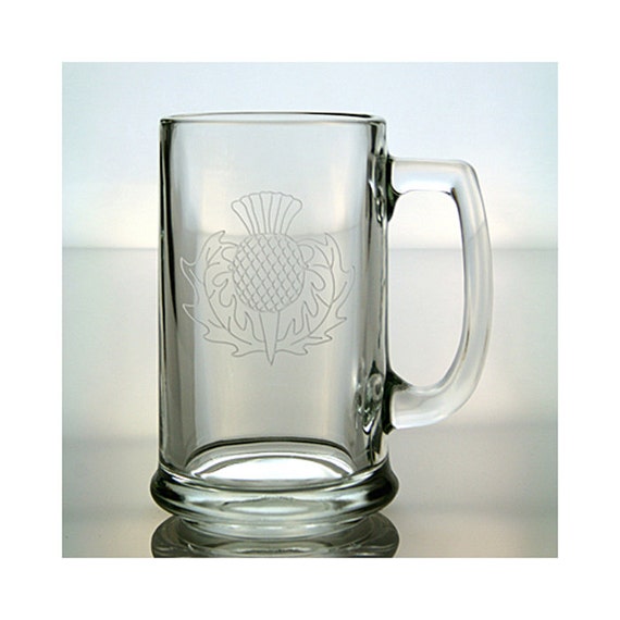 Scottish Thistle Beer Glass Free By Glassislanddesigns On Etsy 9062