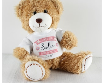 Flower girl gift personalised teddy bear