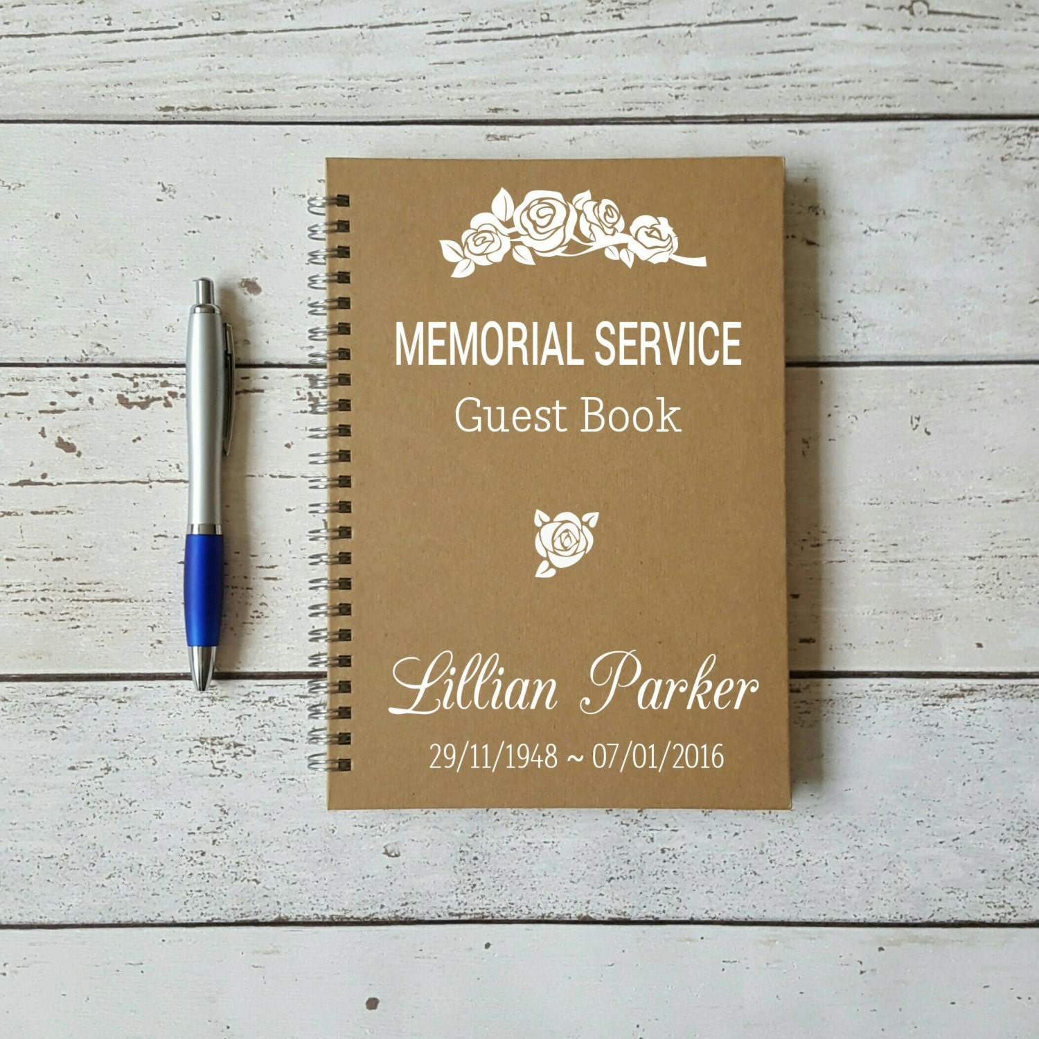Personalised Memorial Service Guest Book by Craftformers on Etsy