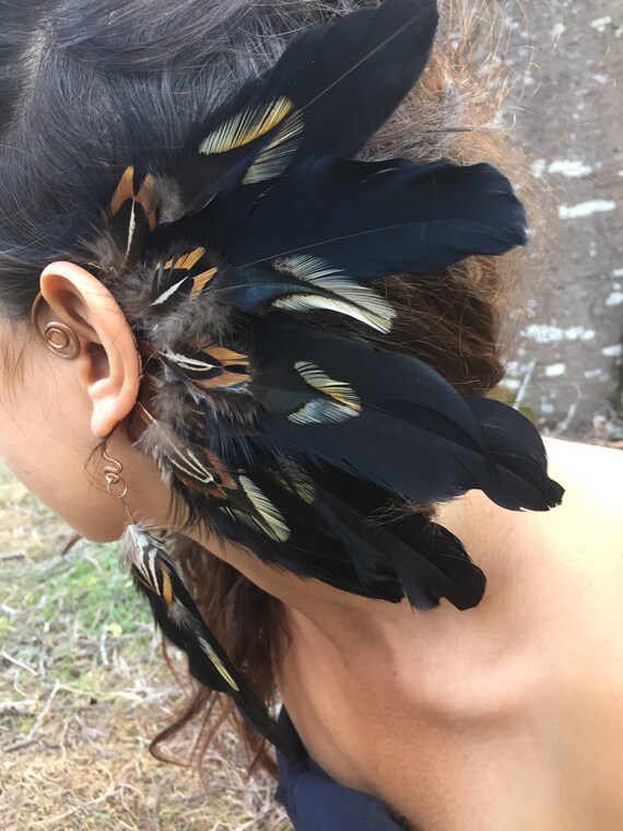Ear cuff / feather ear cuff / feather head piece / by Amazira