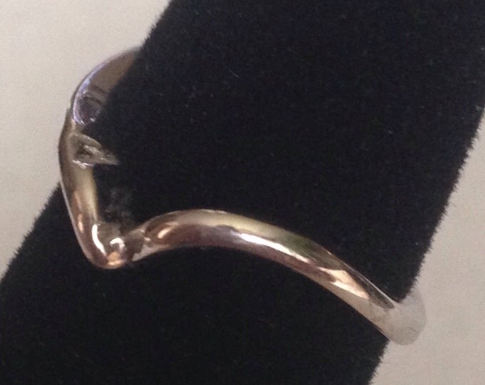 Storewide 25% Off SALE Vintage 14k White Gold Mid Century Modern Designer Ladies Ring Featuring Elegant Polished Finish