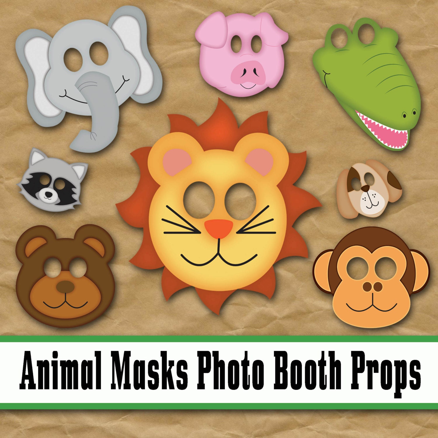 Animal Face Masks Photo Booth Props Printable Masks 16