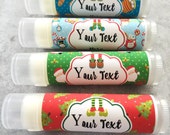 Christmas Stocking Stuffers - Set of 5 - Christmas Lip Balm - Chapstick - Stocking Fillers - Christmas Party Favors - Free Customization