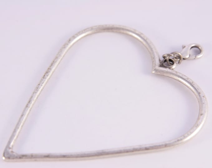 Silver Heart Zipper Charm Large Lightweight Necklace Pendant Love Gift Accessory For Handbags and Purses