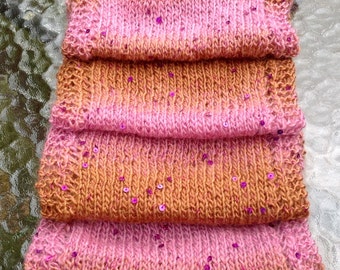 Pink Starry Heavens Hand Knit Scarf