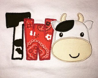 TWO applique,Cow applique,TWO design,TWO,Cow,My 2nd birthday,Two embmroidery,Cow applique,Embroidery machine 04
