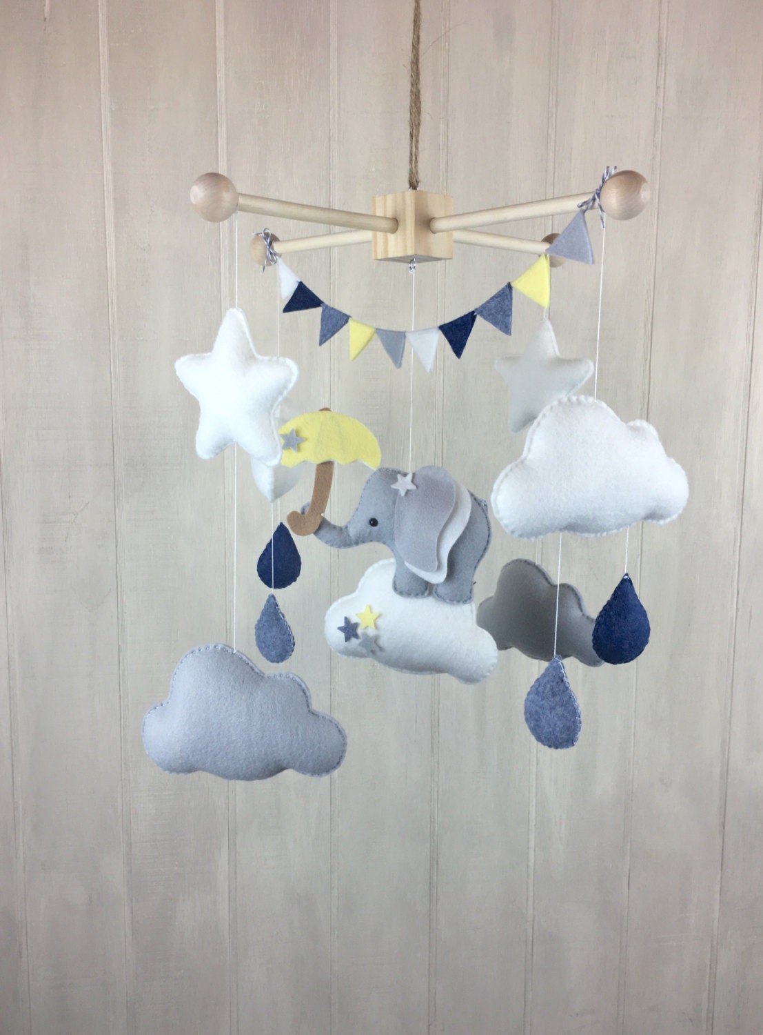 Elephant mobile umbrella mobile star von juniperstreetdesigns