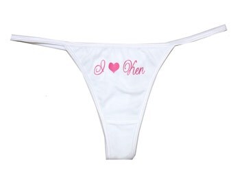 Personalized I LOVE thong, custom I HEART thong, bridal underwear, personalized underwear, personalized white lingerie, bride lingerie