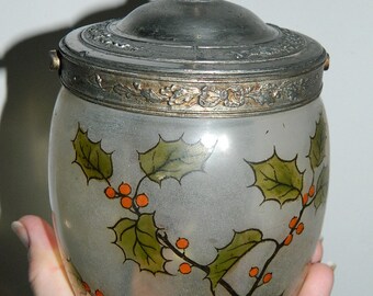 Antique decorated decorated glass jar glass jar. french vintage