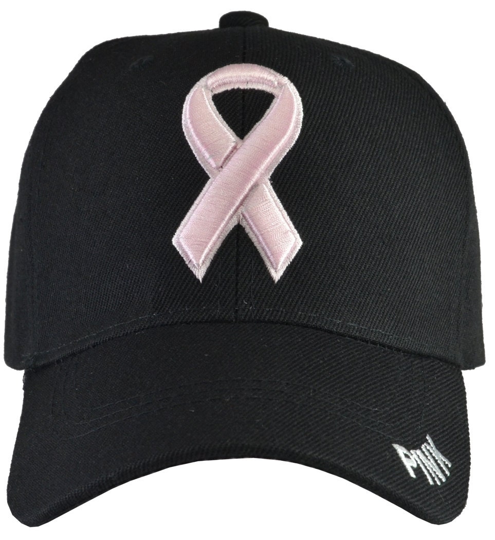 Breast cancer awareness black hat baseball hat pink ribbon