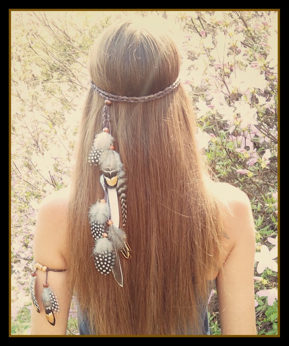 Feather headband hippie Boho Bohemian feather head