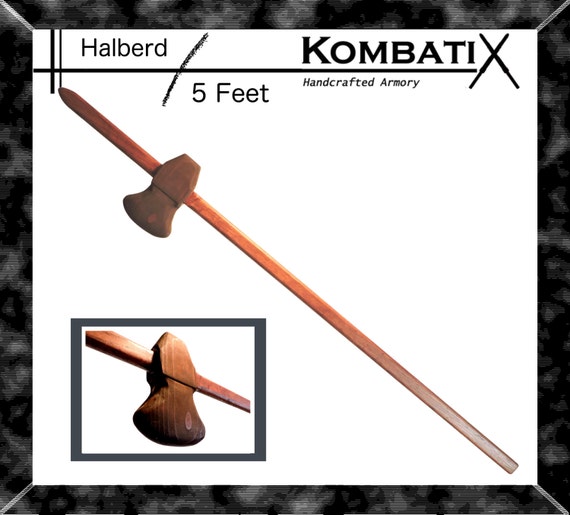 Kombatix Halberd Pole Axe 5 ft Red Oak Wooden Battle by KombatiX